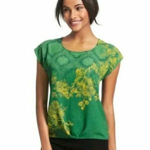 CAbi Green with Envy Green & Yellow Floral Top Sm